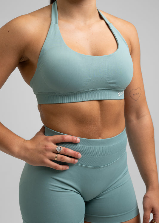 Absolute Halter Sports Bra - Sage Green