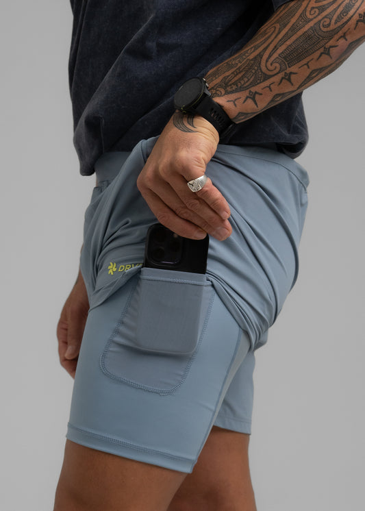 MISSILE IGNITION 6" LINED PERFORMANCE SHORTS - Cement Blue